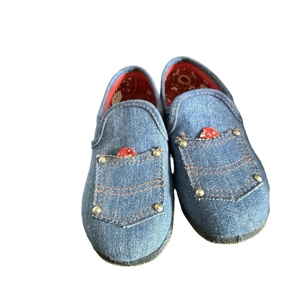 Vintage 1960s Wellco Denim bandana western slip on‎ shoes new sz 9 W